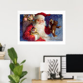 Kerstman met Teddy en Krampus in een doos Poster (Thuiskantoor)