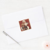 Kerstman met teddybeer Kerst- Vierkante Sticker (Envelop)