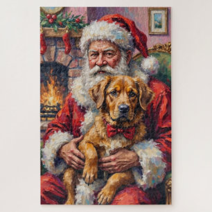 Kerstman met Tibetaanse Mastiff Kerst Kunst Legpuzzel