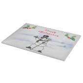 Kerstman met tophat en sjaal snijplank (Hoek)