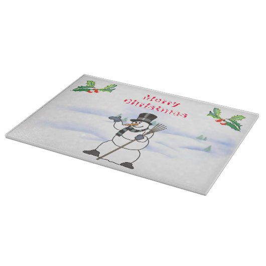 Kerstman met tophat en sjaal snijplank (Hoek)