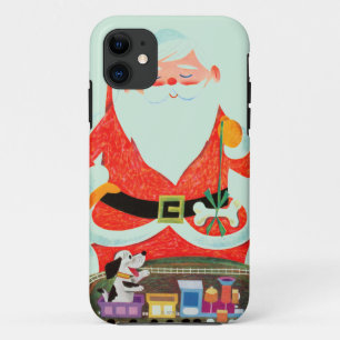 Kerstman met trein Case-Mate iPhone case
