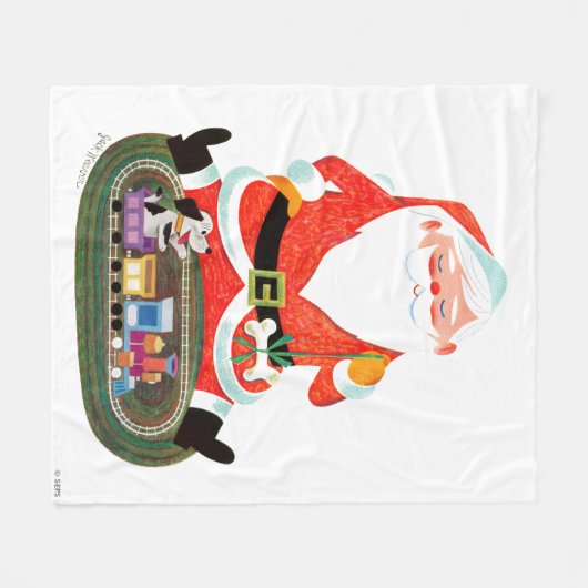 Kerstman met trein fleece deken (Voorkant (Horizontaal))