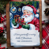 Kerstman met trein gepersonaliseerde kerst theedoek