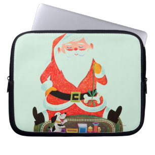 Kerstman met trein laptop sleeve