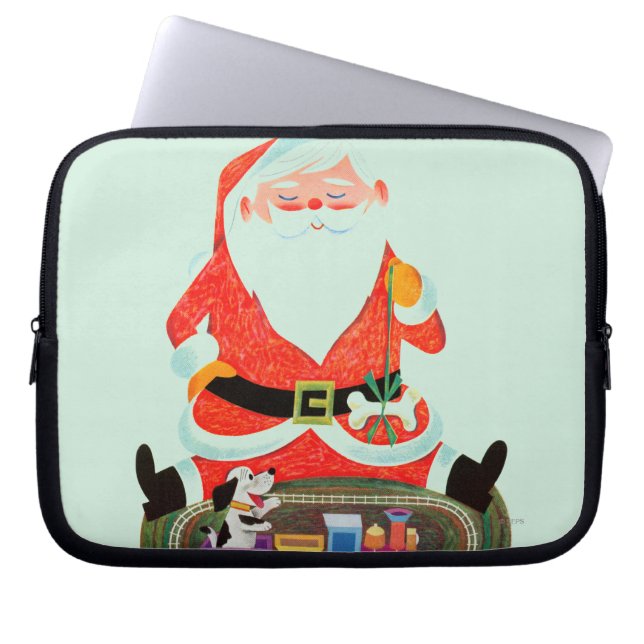 Kerstman met trein laptop sleeve (Voorkant)