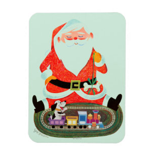 Kerstman met trein magneet