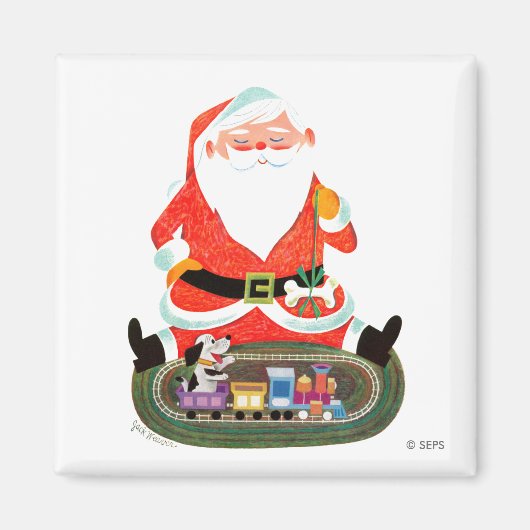 Kerstman met trein magneet (Voorkant)