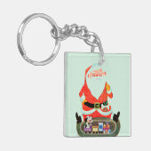 Kerstman met trein sleutelhanger (Voorkant Links)