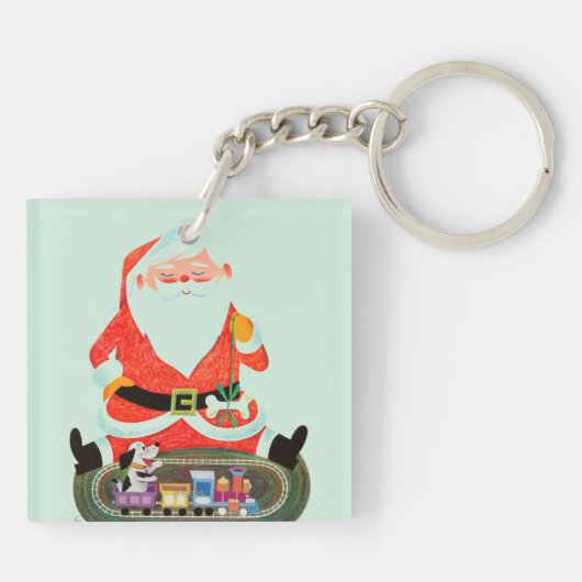 Kerstman met trein sleutelhanger (Achterkant)