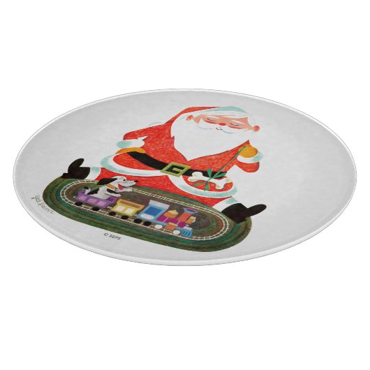 Kerstman met trein snijplank (Hoek)