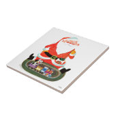 Kerstman met trein tegeltje (Zijkant)