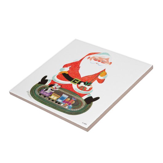 Kerstman met trein tegeltje (Zijkant)