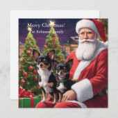 Kerstman met twee chihuahua's feestdagenkaart (Voorkant / Achterkant)