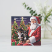 Kerstman met twee chihuahua's feestdagenkaart (Staand voorkant)
