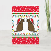 Kerstman met tweekleppige chocolade-labradors kaart (Voorkant)
