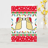 Kerstman met tweelinggele labradors kaart (Gele Bloem)