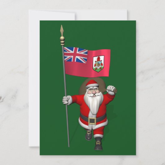 Kerstman Met Vaandel Van Bermuda Feestdagenkaart (Voorkant)