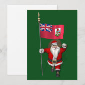 Kerstman Met Vaandel Van Bermuda Feestdagenkaart (Voorkant / Achterkant)