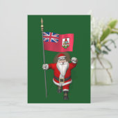 Kerstman Met Vaandel Van Bermuda Feestdagenkaart (Staand voorkant)