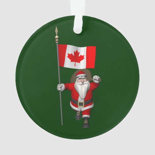 Kerstman Met Vaandel Van Canada Ornament (achterkant)