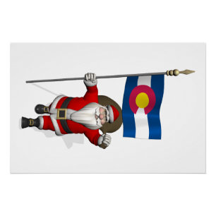 Kerstman Met Vaandel Van Colorado Poster