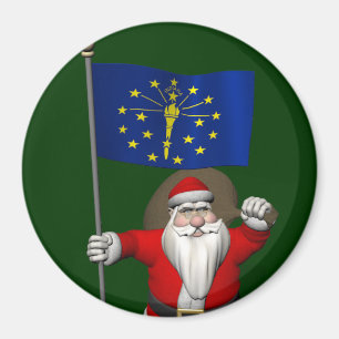 Kerstman Met Vaandel Van Indiana Magneet