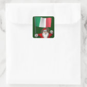 Kerstman met vaandel van Italië Vierkante Sticker (Tas)