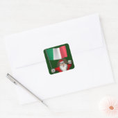 Kerstman met vaandel van Italië Vierkante Sticker (Envelop)