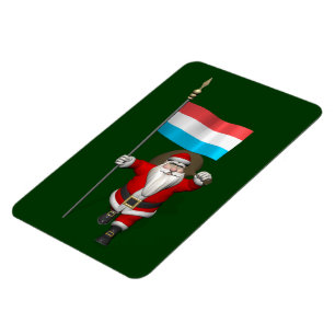Kerstman met vaandel van Luxemburg Magneet