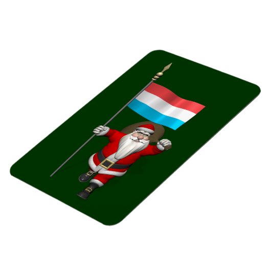 Kerstman met vaandel van Luxemburg Magneet (Linkerzijde)