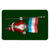 Kerstman met vaandel van Luxemburg Magneet (Horizontaal)