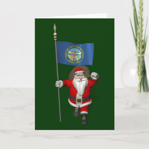 Kerstman met vaandel van Nebraska Feestdagen Kaart