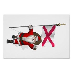 Kerstman Met Vaandel Van Noord-Ierland Poster