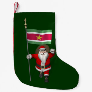 Kerstman Met Vaandel Van Suriname Kleine Kerstsok
