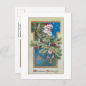 kerstman met versierde kerstboom briefkaart (Voorkant / Achterkant)