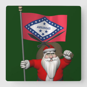 kerstman met vertrek uit Arkansas Vierkante Klok