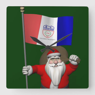 kerstman met vertrek uit Cleveland Vierkante Klok
