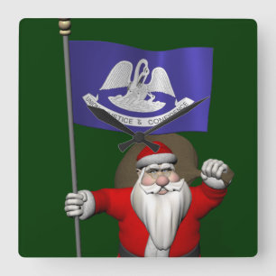 kerstman met vertrek uit Louisiana Vierkante Klok