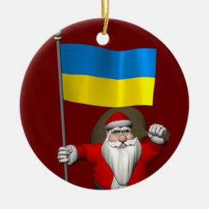 kerstman met vertrek uit Oekraïne Keramisch Ornament