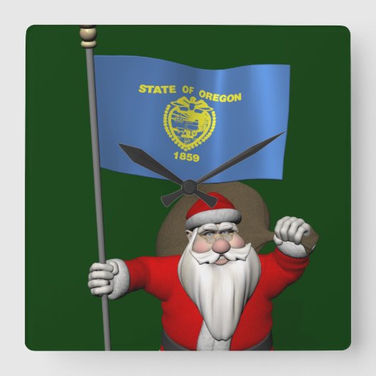 kerstman met vertrek uit Oregon Vierkante Klok (Voorkant)