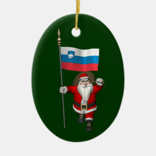 kerstman met vertrek uit Slovenië Keramisch Ornament
