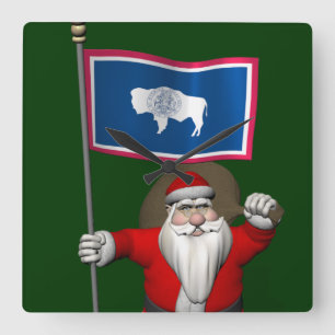 kerstman met vertrek uit Wyoming Vierkante Klok