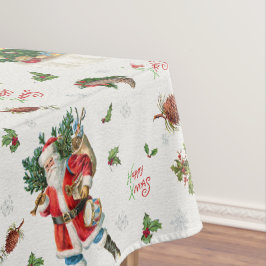 Kerstman met vintage gelukkig kerstfeest tafelkleed
