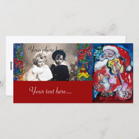 KERSTMAN MET VIOOL FEESTDAGENKAART (Voorkant / Achterkant)