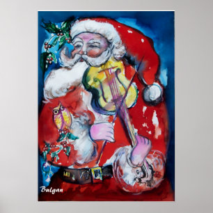 KERSTMAN MET VIOOL POSTER
