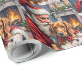 Kerstman met Vizsla Kerst Kunst Cadeaupapier (Rol Hoek)