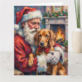 Kerstman met Vizsla Kerstkunst Kaart (Voorkant)