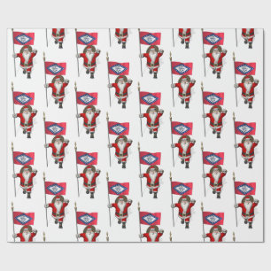kerstman met vlag van Arkansas Cadeaupapier