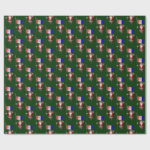 kerstman met vlag van Cleveland Cadeaupapier